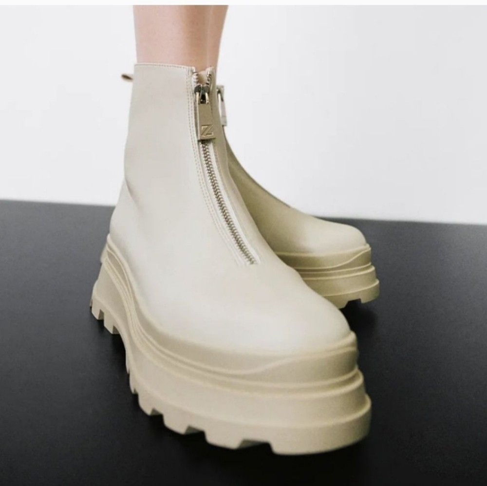 Zara flat ankle boots with zip TRF - Picture 2 of 8